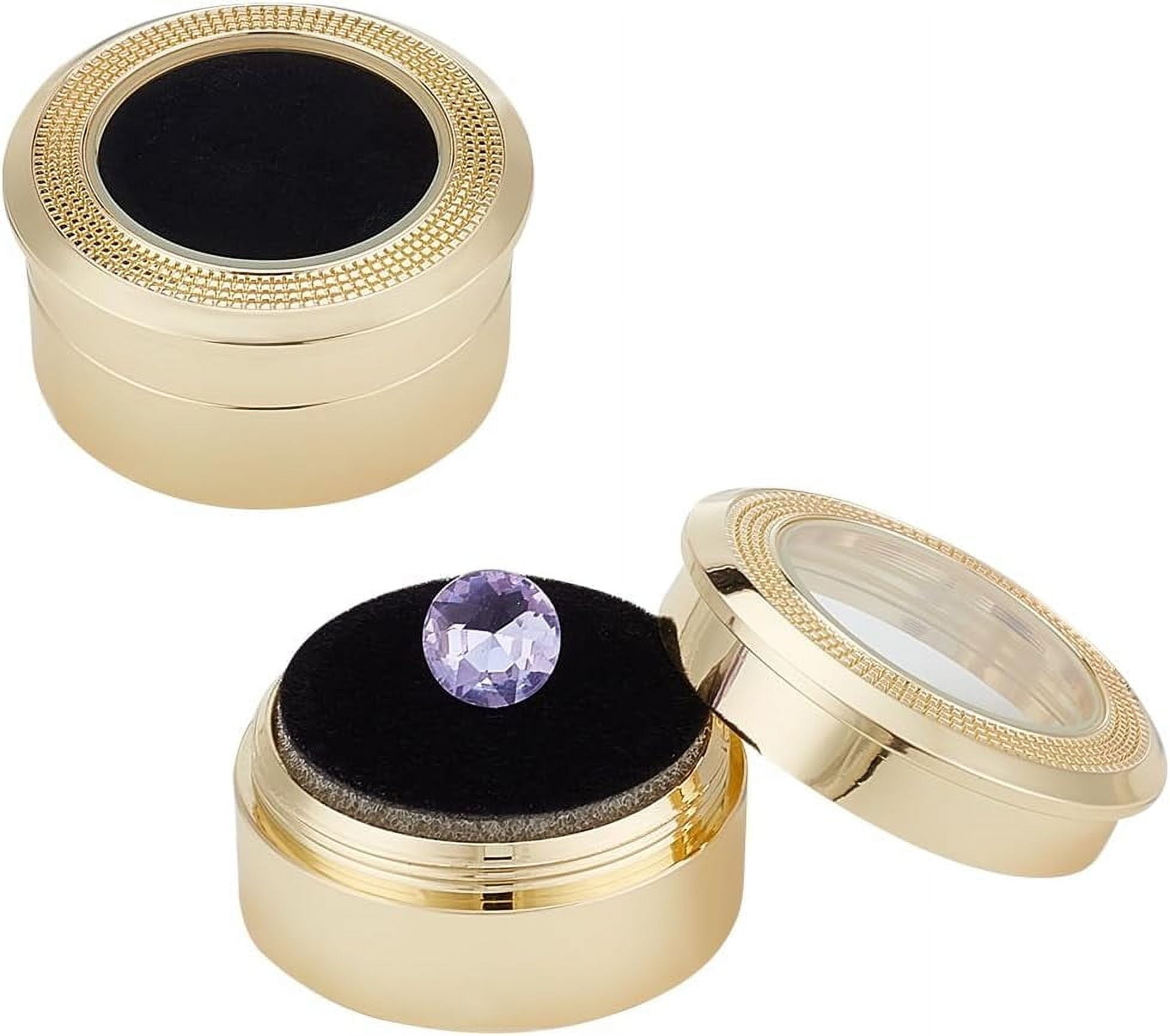 2pcs Diamond Display Case Gemstone Display Box Light Gold