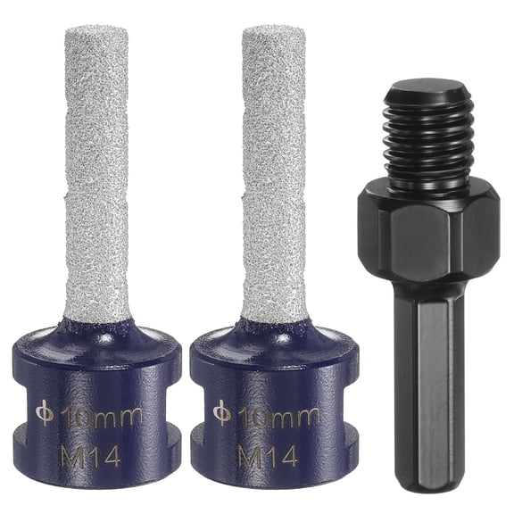 2pcs Diamond Finger Milling Bits 10mm (3/8") Dia 5/8"-11 Thread Diamond Milling Bit for Enlarging Shaping Existing Holes in Porcelain with 3/8" Hex Shank Adapter, Blue/Black