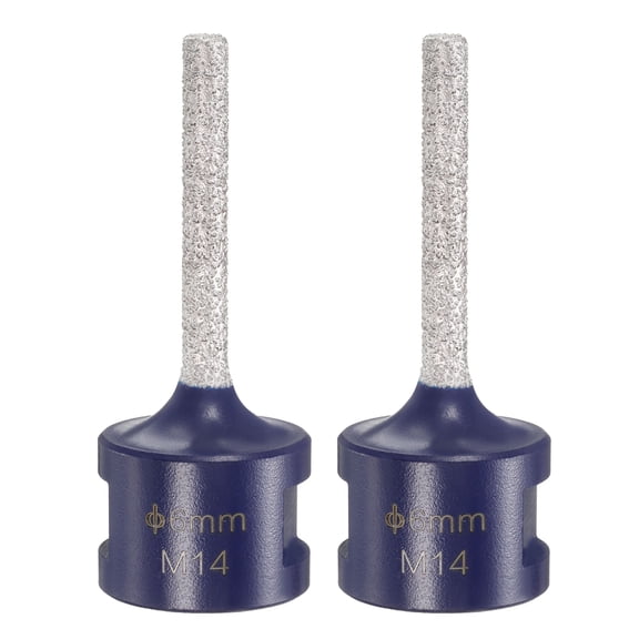 2pcs Diamond Finger Milling Bits 6mm (1/4") Dia 5/8"-11 Thread Diamond Milling Bit for Enlarging Shaping Existing Holes in Porcelain Ceramic Tile Marble, Blue