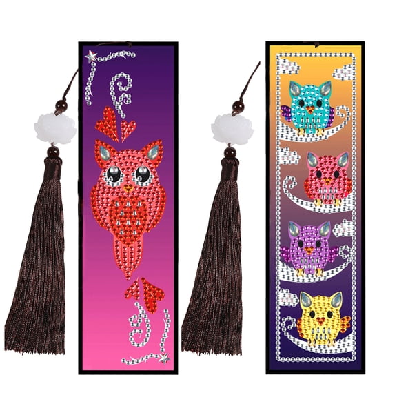 2pcs Diamond Painting Bookmark Kit Owl 5D DIY Sparkling Diamond Art  The perfect choice for craft enthusiasts and book lovers, and an excellent festive gift