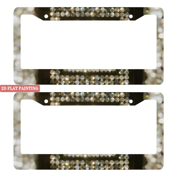 2pcs Diamond - Studded License Plate Frames with Installation Accessories License Plate Frames 2 Holes 6. 3x12. 2inch(16x31cm)
