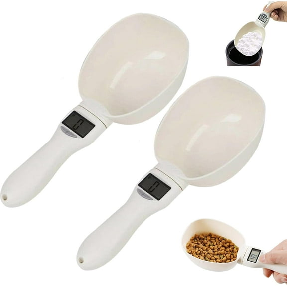 2pcs Digital Spoon Scale for Food, Pet Food Measuring Scoop Electronic with Led Display, Digital Kitchen Scale Spoon with Removable Handle for Dispensing Food and Condiments