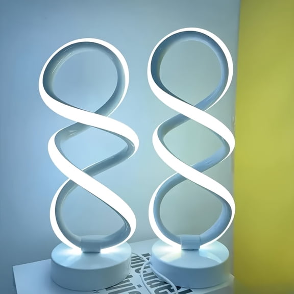 2pcs Dimmable Spiral LED Table Lamp Push Button Control for Home Office Decor