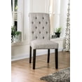 thumbnail image 1 of 2pcs Dining Chairs Light Grey Linen Like Fabric Antique Black Solid wood Scroll Back Tufted Cushion Side Chairs Dining Room, 1 of 8