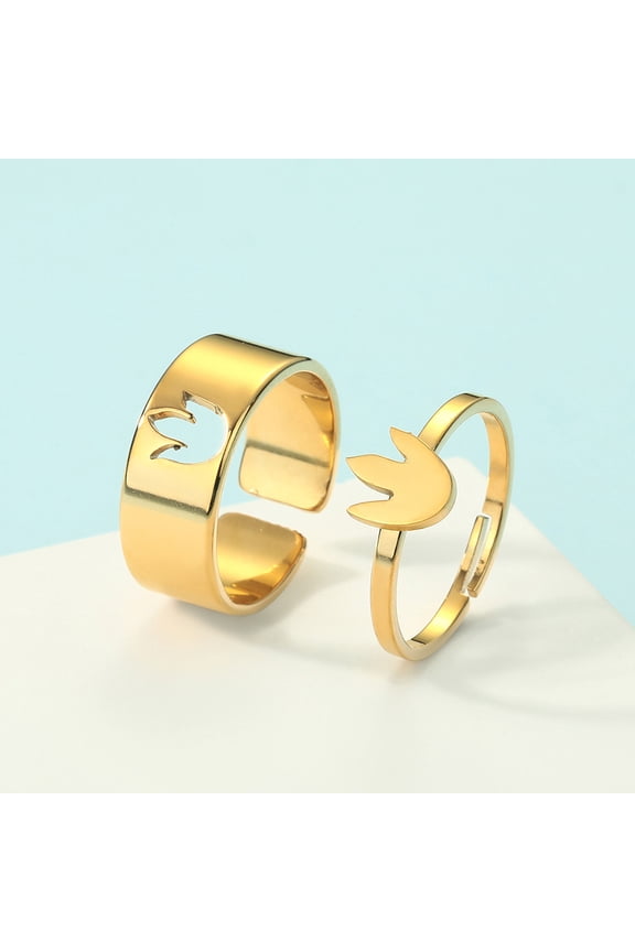 2pcs Dinosaur Paw Couple Set Promise Ring Engagement Wedding Party Matching Adjustable Lover Ring