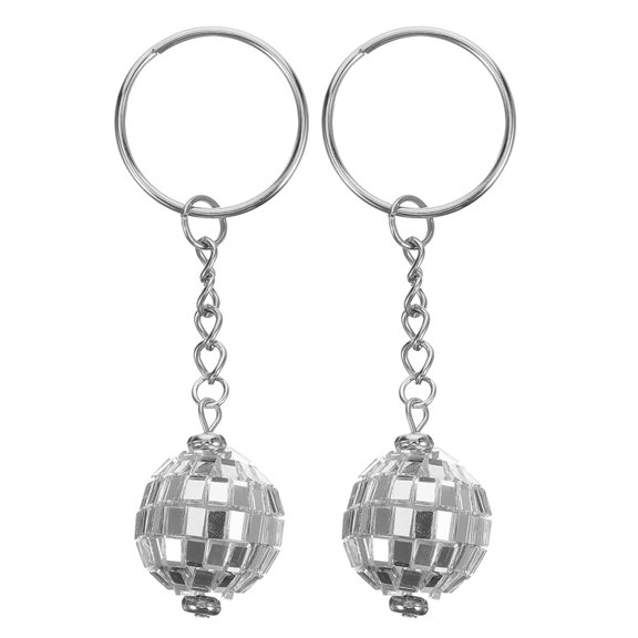 2pcs Disco Ball Hanging Keychain Hanging Keyring Ornament Multi-function Bag Pendant