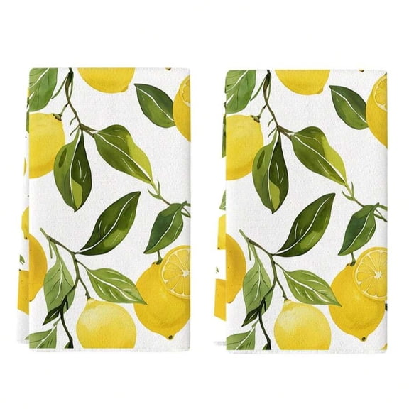 2pcs Dish Cloths, Lemon-Themed Microfiber Dish Towels, Super Absorbent Soft Quick-Drying Dish Cloth, For Baking, Cooking And Cleaning, For Home Kitchen And Restaurant, Kitchen Supplies