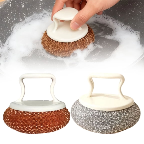 2pcs Dish and Pot Cleaning Brush with Holder Kitchen Cleaner Dish Scrub Brushes Dishes Pots Pans Cleaning Tool-