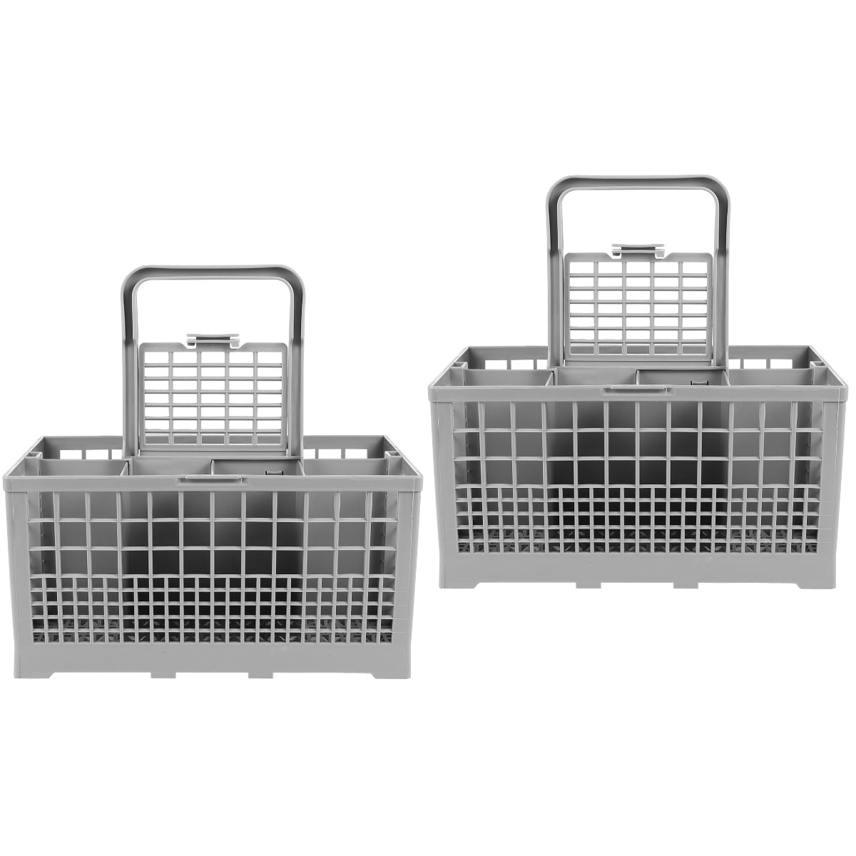 Foxnovo Cutlery Basket Grey for Storage with Handle and Compartments 2Pcs