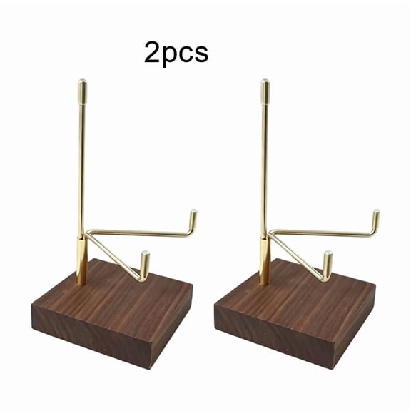 2pcs Display Stand with Adjustable Metal Arms, Rock Display Wooden Base, Fossil Display Stand, Crystal Display Stand, Wooden Display Stand, Display Easel Holder Collectibles