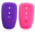 thumbnail image 1 of 2pcs Dobrev 4 Buttons Silicone Case Protector Key Fob Cover Smart Car Remote Holder for Chevrolet Volt Bolt Cruze Hatchback Equinox Sonic Traverse with Engine Start (purple and pink), 1 of 4