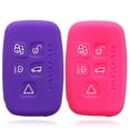 thumbnail image 1 of 2pcs Dobrev 5 Buttons Silicone Case Protector Key Fob Cover Smart Car Remote Holder Fit for Jaguar XK, XKR XF XFR XJ XJL S-Type X-Type F-Type (Pink and Purple), 1 of 5