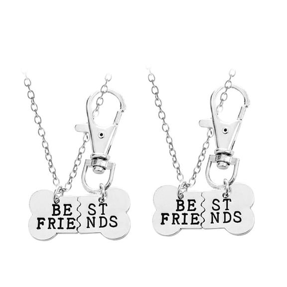 Set of 2 Bone Charm Necklaces and Keychains, Friendship Jewelry Gifts for Pet