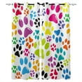 2pcs Dog Paw Black Paw Print Puppy Grey Footprint Window Curtains