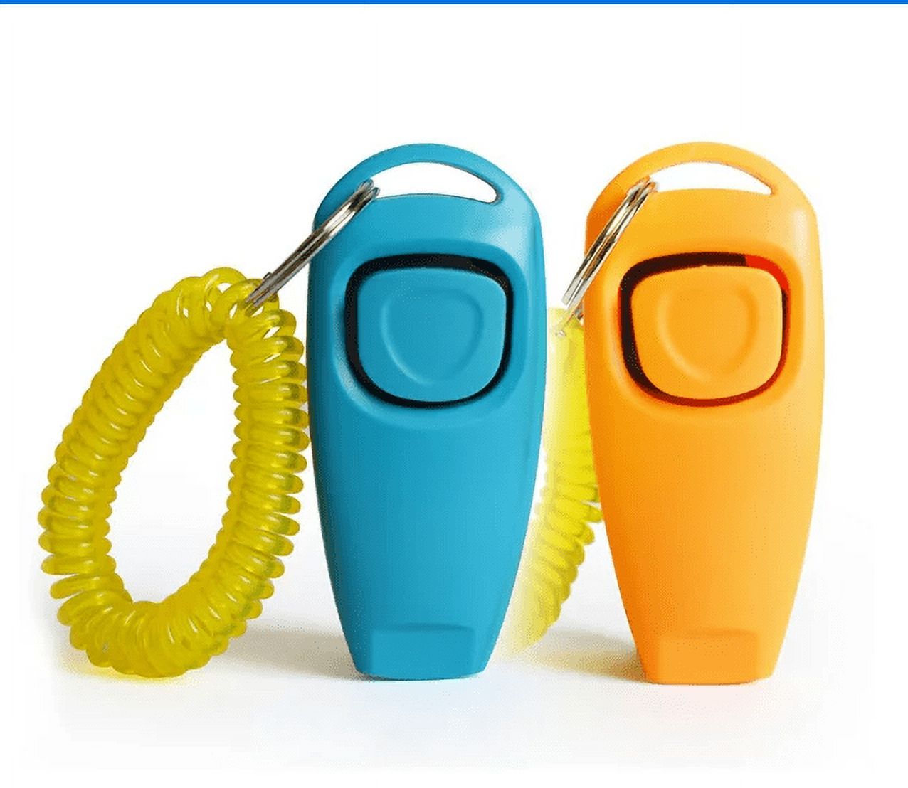 2pcs Dog Training Clickers 2 in 1 Whistle and Clicker Pet Training Tools  with Wrist Strap Key Ring for Dogs Cats Pets 