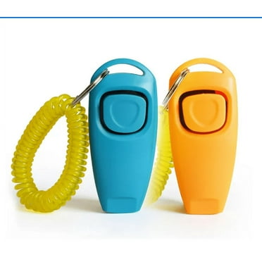 2pcs Dog Training Clickers 2 in 1 Whistle and Clicker Pet Training Tools with Wrist Strap Key Ring for Dogs Cats Pets