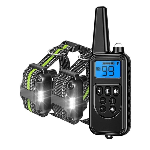 2pcs Dog Training Device Pet Dog Waterproof Collar LCD Long Distance Remote Control Static
