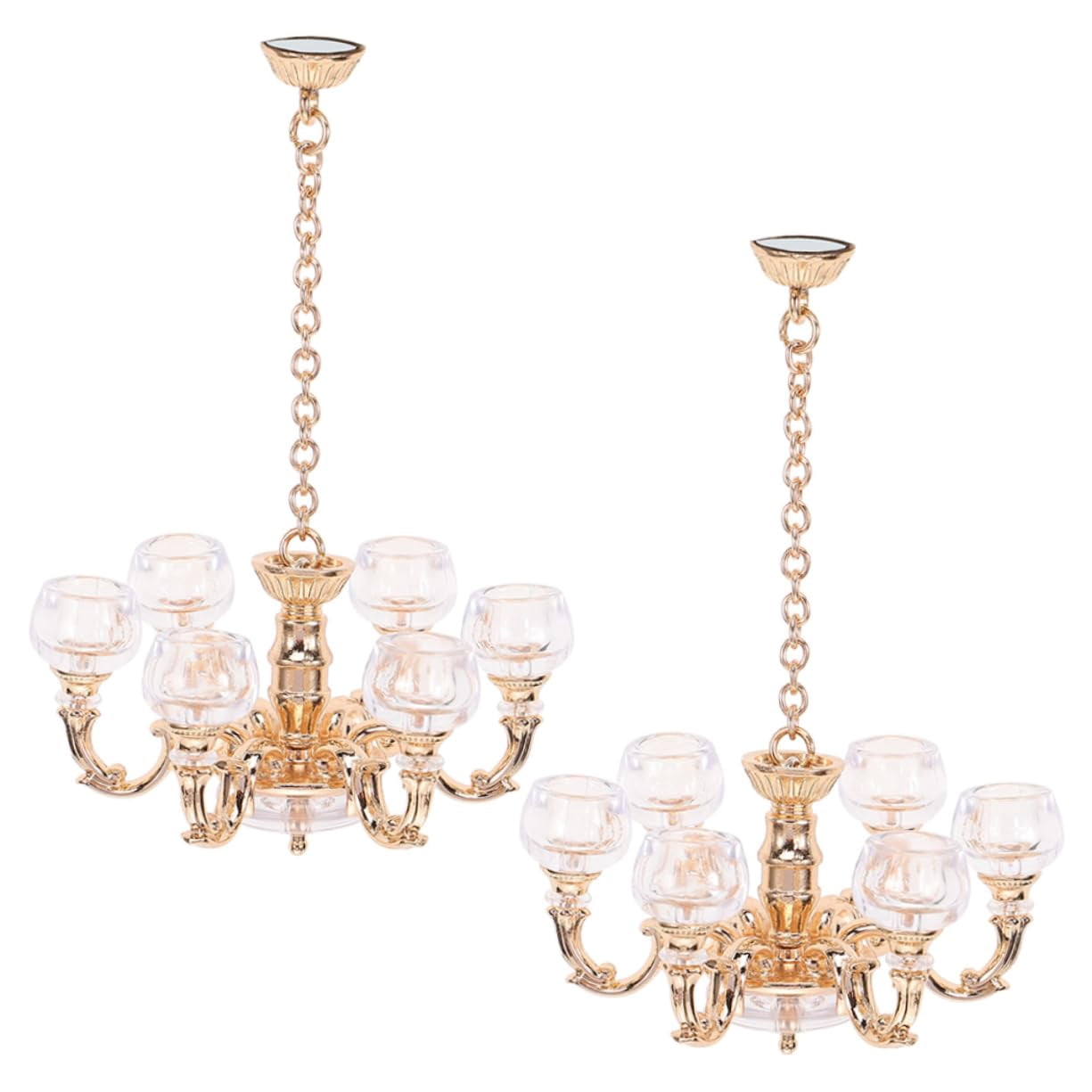 Melody Jane Dollhouse Elite 12-Arm Brass Chandelier - 1:12 Scale Miniature Electric Light With Candle Bulbs