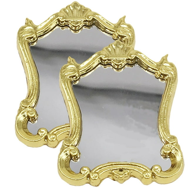 2pcs Dollhouse Miniature Mirrors Dollhouse Mini Mirrors Toys Dollhouse Decoration