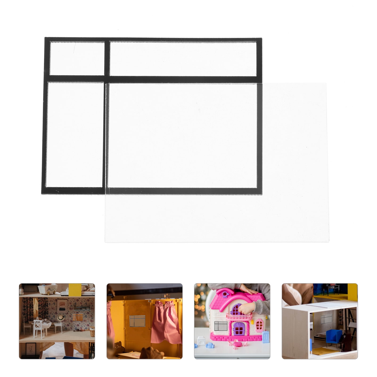 UPKOCH Dollhouse Window Frames Chocolate Synthetic Material Decorative