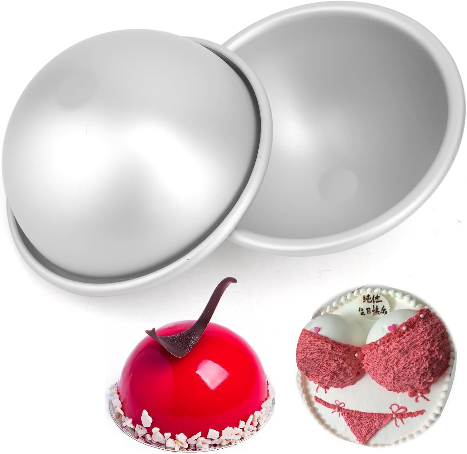 Spherical Cake Stack 2pcs Dome Cake Pan, 5 Inch Sphere Cake Pan, Aluminum Cake Molds for ...