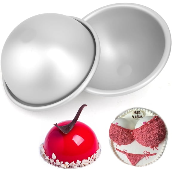2pcs Dome Cake Pan, 5 Inch Sphere Cake Pan, Aluminum Cake Molds for Baking Half Ball Molds for Birthday Wedding Anniversary DIY Cakes, Bakeware Tools