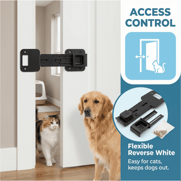 2pcs Cat Door Latch for Door - Flexible Door Prop Keeps Dogs Out While Allowing Cats Access to Litter Box