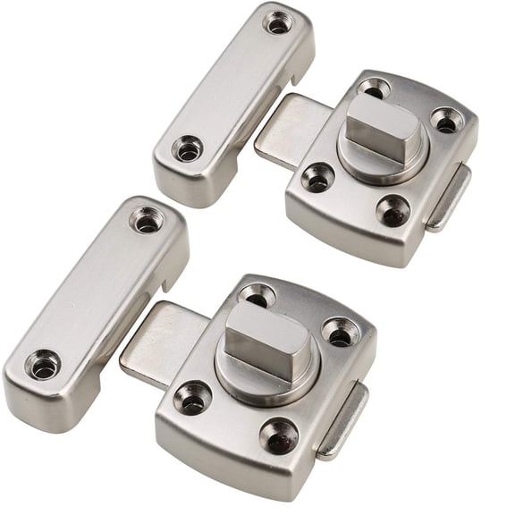 2pcs Door Latch Sliding Bolt Lock Double-Sided Rotating Door Lock HardwareSilver/Small Screw Installation
