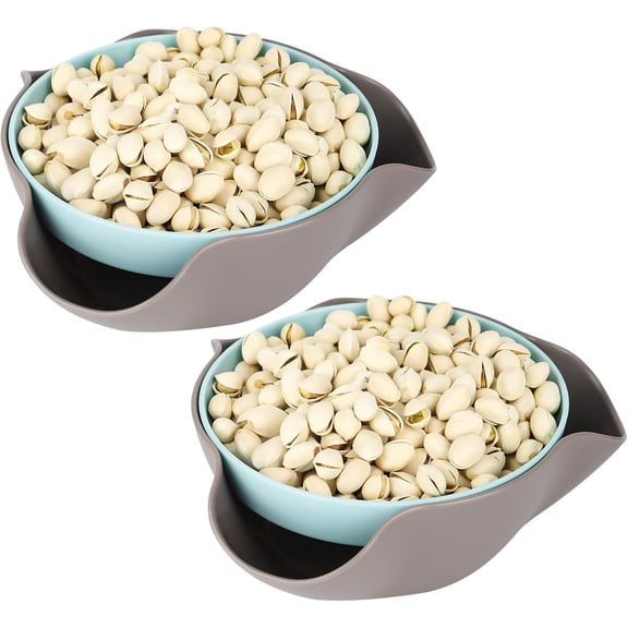2pcs Double Dish Pistachio Bowl, Convenient Two-Level Design, Double Party Pedestal Serving Dish,Dish Snack Bowl Serving Dish Nut Bowls Storage for Sunflower Seed Peanut Cherries Edamame Fruits Candy