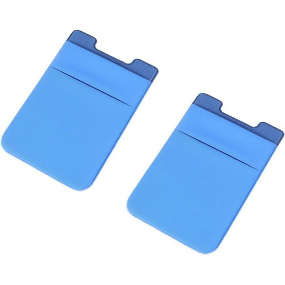 2pcs Double Layer Phone Pouch Adhesive Holder Cell Phone Back Patch Pocket Cover (Blue)