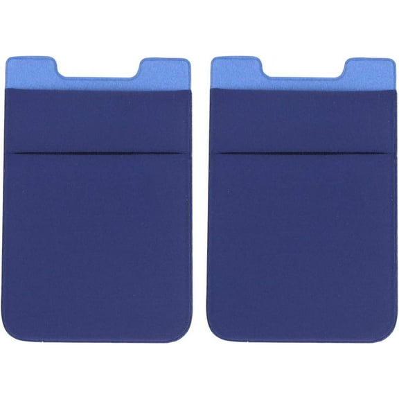 2pcs Double Layer Phone Pouch Adhesive Holder Cell Phone Back Patch Pocket Cover (Navy Blue)