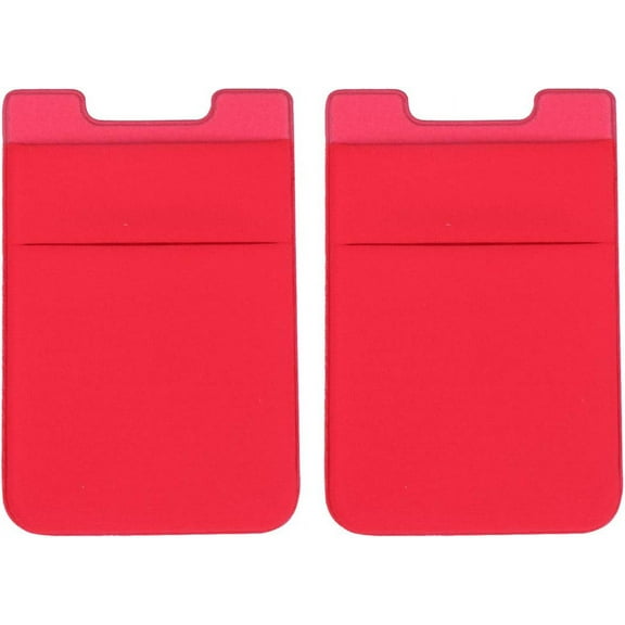 2pcs Double Layer Phone Pouch Adhesive Holder Cell Phone Back Patch Pocket Cover (Red)