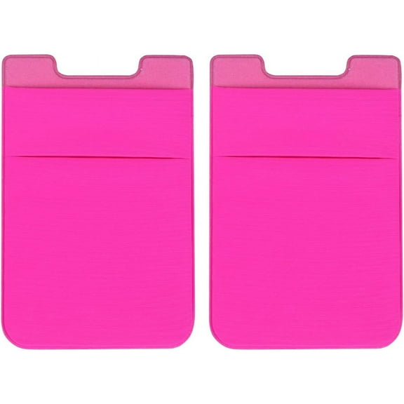 2pcs Double Layer Phone Pouch Adhesive Holder Cell Phone Back Patch Pocket Cover (Rose Red)