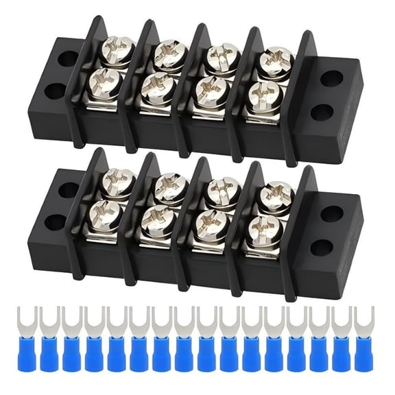 2pcs Double Row 12 Circuits Blocks Includes with Insulated Forks Connectors Set For Circuit Connection