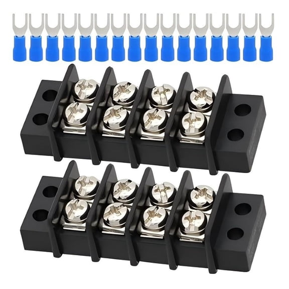 2pcs Double Row 12 Circuits Blocks Includes with Insulated Forks Connectors Set For Circuit Connection