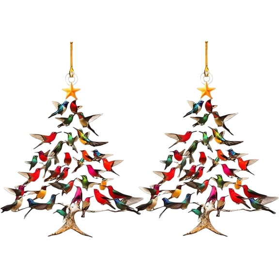 2pcs Double-Sided Acrylic Hummingbird Ornaments - Colorful Stacked Style for Hummingbird Enthusiasts, Ideal Festival Gifts for Family, Decorates Living Rooms/Bedrooms, Durable Acrylic, 3.15in/8cm