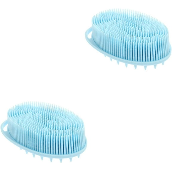 2pcs Double Sided Bath Brush Silicone Scalp Massager Hair Scrubber Face Scrubbers Silicone Scrubbers Rubber Back Scrubber Silcone Body Scrubbers Bathing Massage Brush Head Scrubber