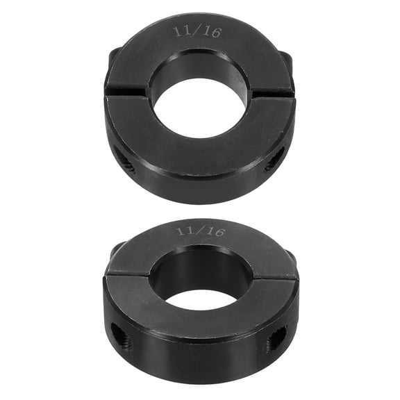 2pcs Double Split Shaft Collar for 11/16" Shaft, Two-Piece Clamping Collar, Black Oxide Steel Lock Collar Clamp