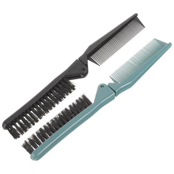 2pcs Double Teeth Folding Comb for Teasing and Hair Braiding - Collapsible Pocket Brush for Salon Styling, Portable for Men and Women