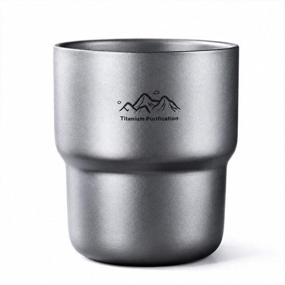 2pcs Double Walled Titanium Cup, Heat Resistant Camping Mug, Mini Tea Drink Cup, 250ml Antibacterial Stainless Steel Tumbler for Hiking Office Travel