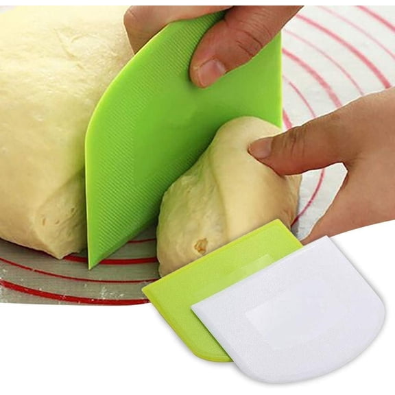 2pcs Dough Scraper, Bowl Scraper, Food Grade Plastic Dough Cutter, Flexible Plastic Scraper, Baking Tool, Soft Scraper, DIY, For Cooking Pas