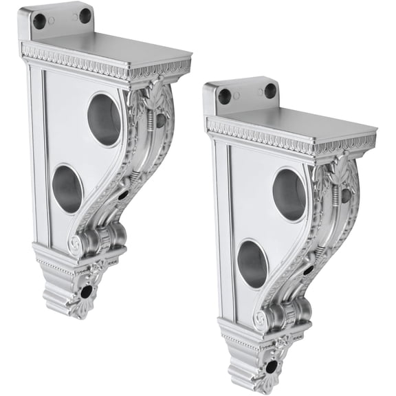 2pcs Drapery Sconces Silver Curtain Rod Holders Brackets with 1-4/7 Inch Diameter Double Holes for Window Decoration (Sliver, Holes)