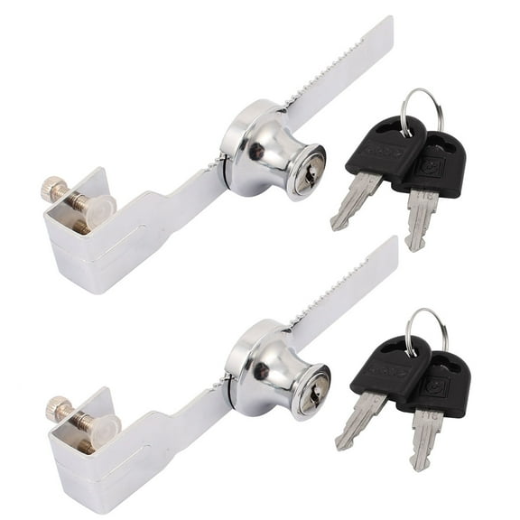 2pcs Drawer Display Case Showcase Serrated Type Sliding Glass Door Lock with keys