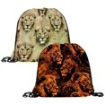 2pcs Drawstring Bag for Women Men,Water Resistant African Lion Print