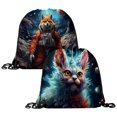 2pcs Drawstring Bag for Women Men,Water Resistant Starry Animal U Gym