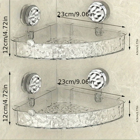 2pcs Drill-Free Wall Mount Suction Cup Storage Racks, Transparent ...