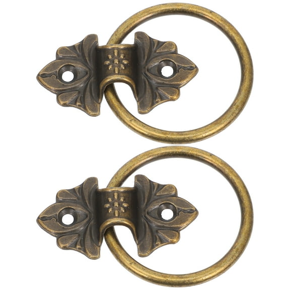 DRAFIDEEP 2Pcs Vintage Drop Ring Drawer Pulls Zinc Alloy Dark Brown Dresser Hardware