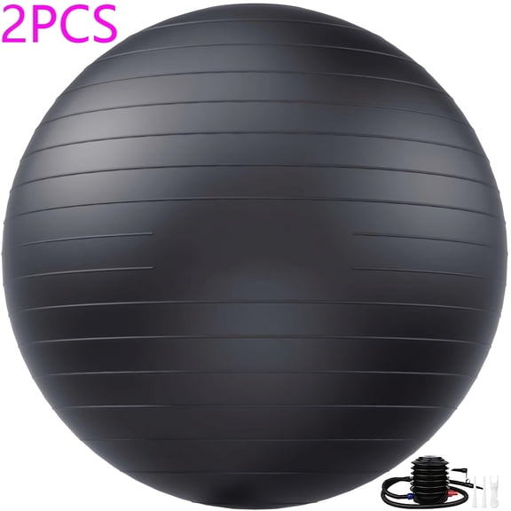 2pcs Durable Large Black Yoga Balls, Perfect For Fitness, Stability, And Exercise, Perfect For Home, Office, Or Classroom, Safe Exercise, 25 Inches