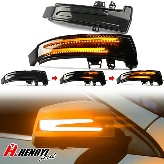 2pcs Dynamic Side Mirror Turn Signal Lights for Mercedes Benz C E S CLA W204, Smoked Lens LED Blinker Indicator