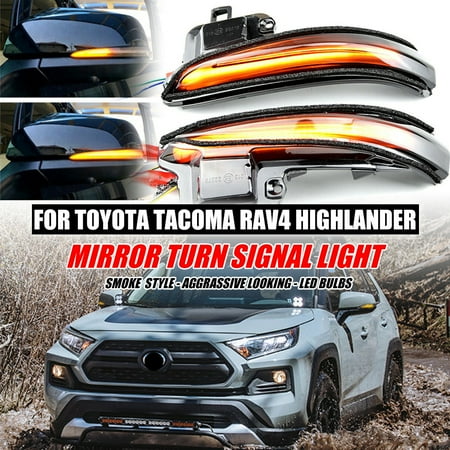 2pcs Dynamic Side Mirror Turn Signal Lights for Toyota Tacoma 2016-2022 RAV4 Highlander Alphard Vellfire Smoked Lens LED Blinker Indicator